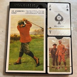 Vintage St. Andrews Golf Bridge Set - 2 deck of playing cards + scoring book